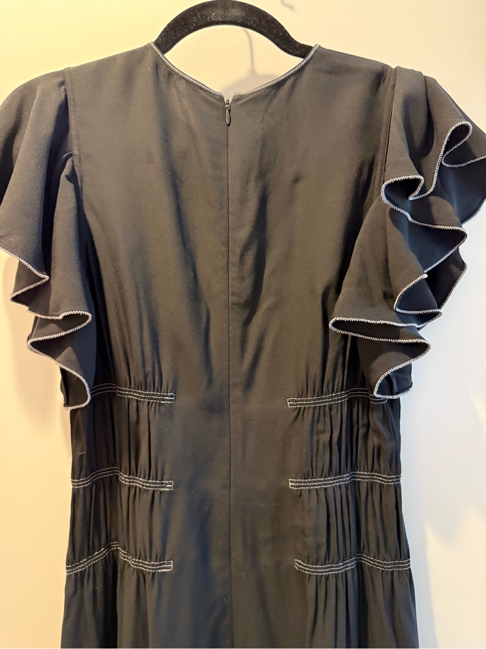Ulla Johnson Black Midi Dress with Ruffle Sleeves - Picture 5 of 6
